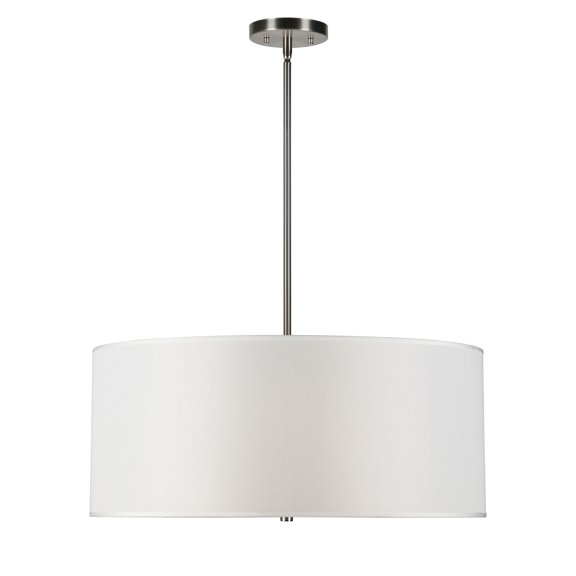 Betty 3-Light Brushed Nickel Drum Shade Pendant with Fabric Shade - Brushed Nickel