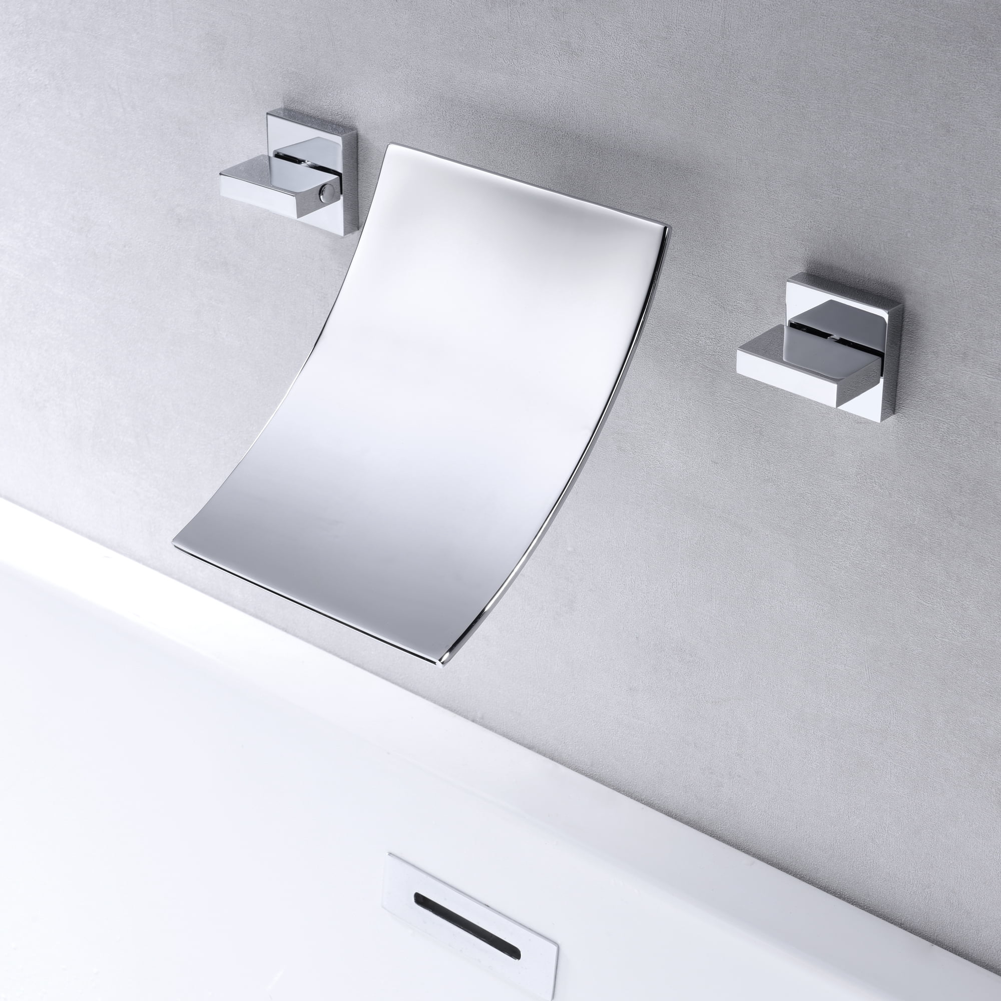 Wall Mount Tub Filler, Chrome Waterfall Tub Faucet, High Flow