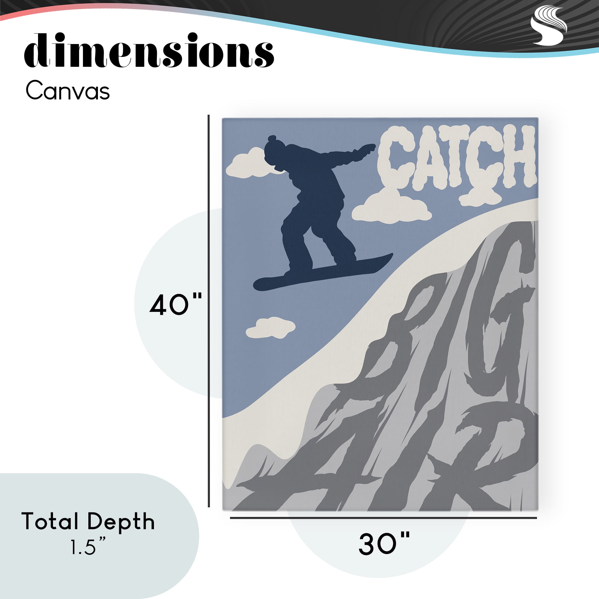 Catch Big Air Snowboard Canvas Wall Art, design by Marcus Prime