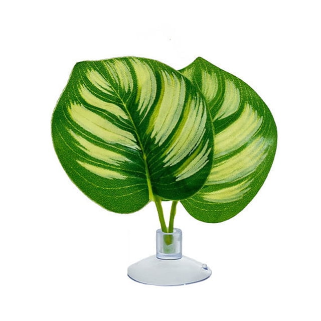 Decoración de plantas artificiales para tanque de reptiles, camaleón, lagarto, rana arborícola, tortuga, accesorio de terrario, plataforma para tomar el sol con ventosa