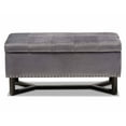 thumbnail image 4 of Baxton Studio Esther Modern and Contemporary Grey Velvet Fabric Upholstered and Dark Brown Finished Wood Storage Ottoman, 4 of 11