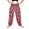 thumbnail image 3 of Bohotusk Navy Blue Elephant Print Elasticated Smocked Waist Womens Harem Pants S/M to 3XL, 3 of 8