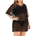 thumbnail image 5 of Gvmfive Women Plus Size Short Sleeve See Through Swimsuit Cover Up Beach T-Shirt Dress, 5 of 8
