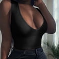 thumbnail image 2 of Women Summer Tops Women's Sexy V Collar Sleeveless Solid Color Stripe Vest T-Shirt Dare Top Women Blouse Dressy Cute Business Tops Conceal Top Camisole for Bra Cleavage Jewelry for Black S, 2 of 7