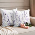 thumbnail image 4 of 2 Pack Outdoor Waterproof Throw Pillow Covers,Spring Watercolor Lavender Flower Decorative Square Patio Pillowcases for Chair Couch Sofa 16x16in, 4 of 9