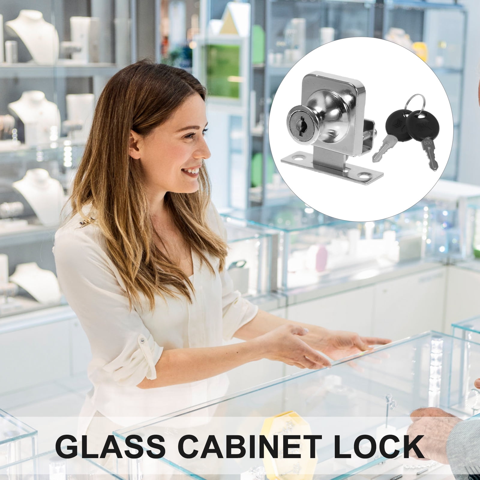 unbranded 4pcs Sliding Glass Door Lock Glass Showcase Lock Display Cabinet Lock Anti-theft Lock
