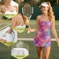 thumbnail image 3 of Psesaysky Womens Square Neck Tennis Dress Sleeveless Spaghetti Strap Skirt Built in Shorts Galaxy Leopard Sparkle Print Golf Athletic Dress Workout Rompers, Size 2XL, 3 of 5