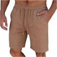thumbnail image 4 of Besolor Men's Shorts Summer Casual Knee Length Elastic Waisted Drawstring Loose Workout Half Pants with Pockets(Small,Khaki), 4 of 7
