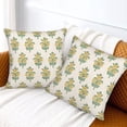 thumbnail image 4 of Yellow Green Floral Pillow Covers 18 x 18 Inch Set of 2, Flower Leaves Block Print Decorations Throw Pillow Covers Outdoor Farmhouse Cushion Case Linen Decor for Home Couch Sofa, 4 of 4