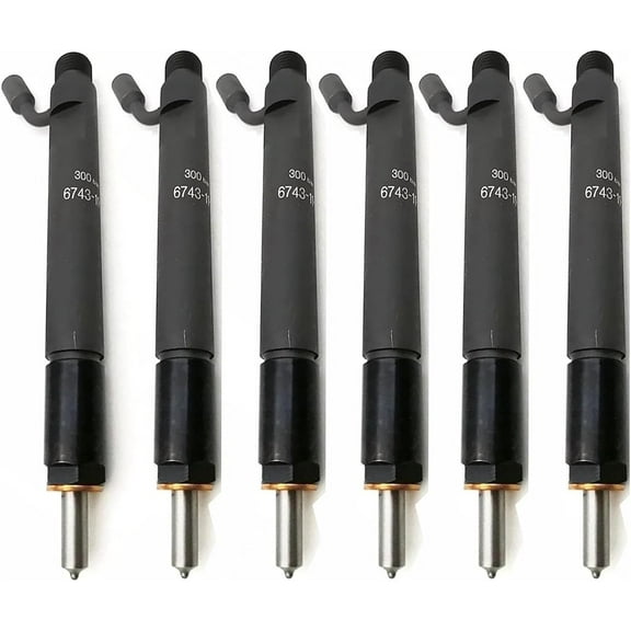 6pcs Fuel Injector 0432191341 6743-11-3320 6743113320 4063524 Compatible with Komatsu Excavator PC200-7 PC300-7 PC350-7 PC360-7 Engine 6D114