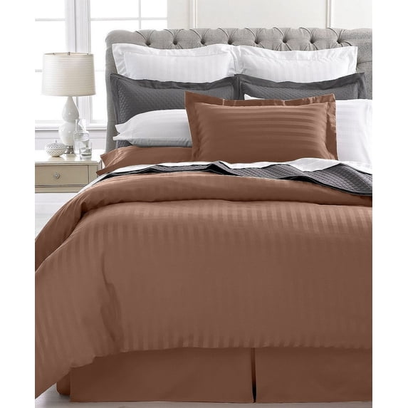 Ultra Soft 1800 Series 3 PC Striped Duvet Set (Full/Queen, Brown)