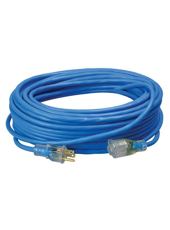 Coleman Cable 14/3 Sjtw Low-Temp Outdoor Extension Cord With Lighted End, 50-Feet