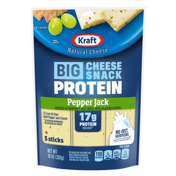 Kraft Reduced Fat Pepper Jack Protein Big Stick 10 oz Bag (5-2oz Sticks)