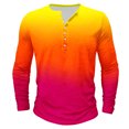 thumbnail image 2 of gbyLJF Men's Gradient Half-button Shirt Regular Fit Lightweight Long Sleeve Round Neck Top Casual Loose Half-open T-shirt, 2 of 4