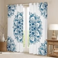 thumbnail image 2 of jejeloiu Retro Boho Flowers Black Out Curtains,Bohemian Medallion Gloral Curtains Pack of 2 (42x63 Each),White Cyan Bedroom Curtains For Girls Kids,Super Cozy Room Decor, 2 of 6