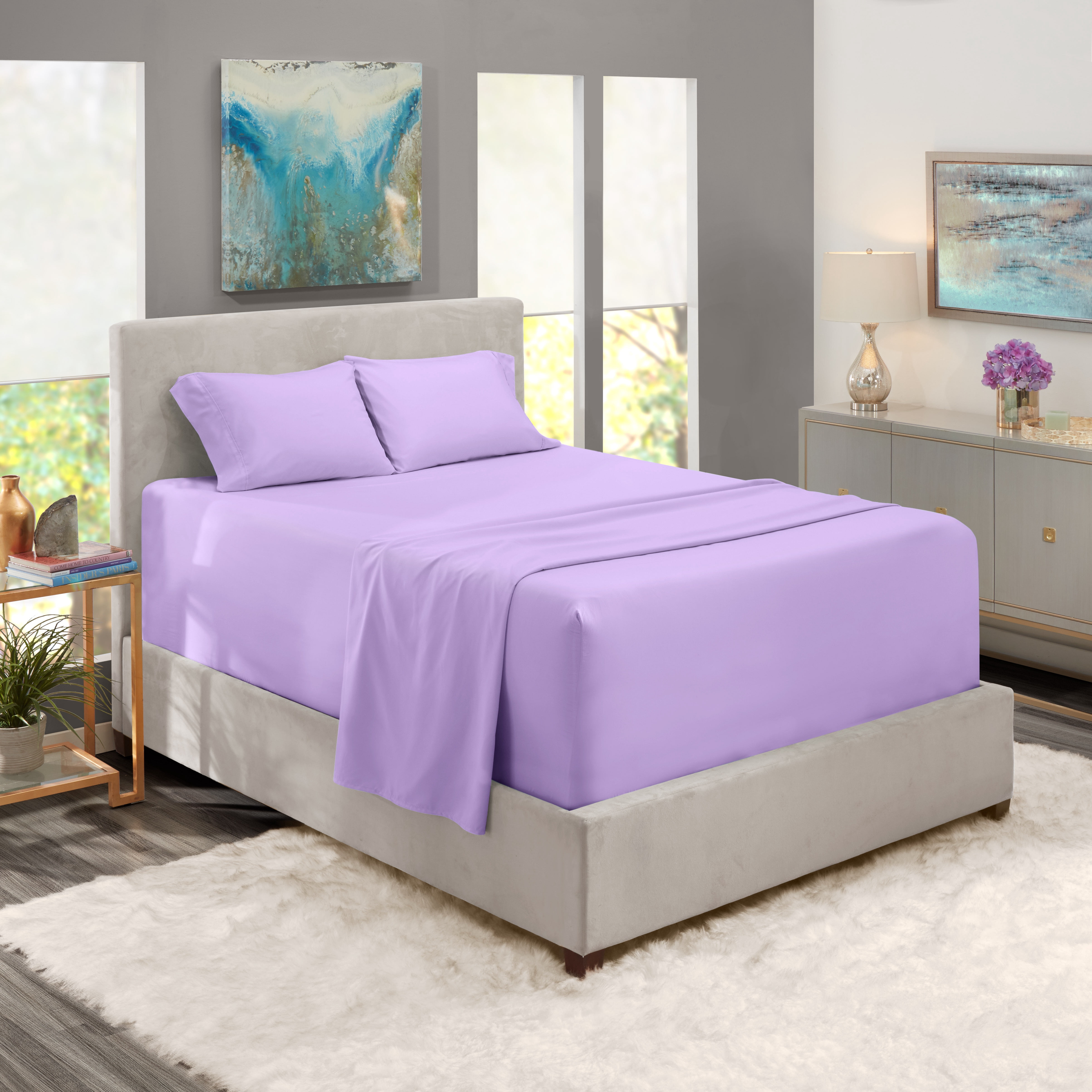 LammaLoe Extra Deep Pocket King Sheets Set, 4 Piece, Fits 18"-24" Mattress, Breathable & Extra Soft Bed Sheets, Lavender