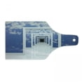 thumbnail image 1 of Futuristic Cutting Board, Sky Clouds Picture on Walls of Doorless Entrances Futuristic Architecture Photo, Tempered Glass Cutting and Serving Board, Wine Bottle Shape, Blue White, by Ambesonne, 1 of 1