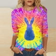 thumbnail image 2 of successthop Easter Clothes Women Bunny Casual 3/4 Sleeve Beach T Shirt Crewneck Top Loose Summer Vacation Clothes M, 2 of 5