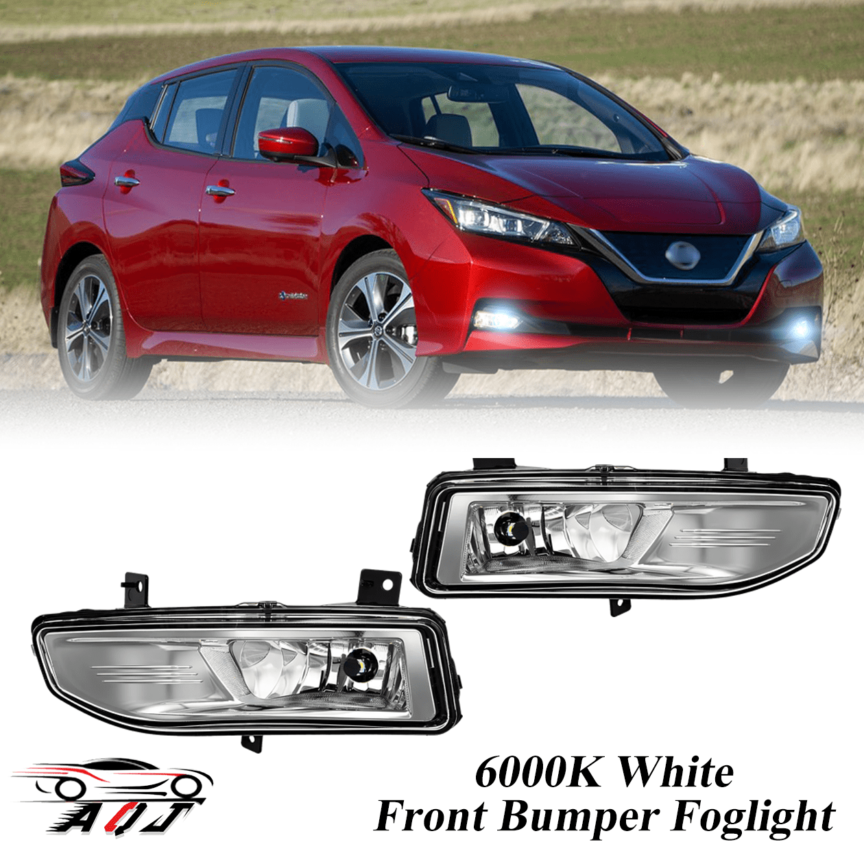 Pair LED Foglights for Nissan Leaf 2018-2022 55W 6000K White Off-Road Driving Lamps Clear Front Bumper Lamp