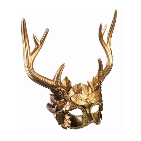 Adult's Mythical Creature Faun Gold Masquarade Half Mask Costume Accessory
