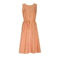 thumbnail image 6 of Lenago Dresses for Women Solid Color Sleeveless Dress Zipper Round Neck Stripe Linen Dress Summer Shirt Dress, 6 of 9