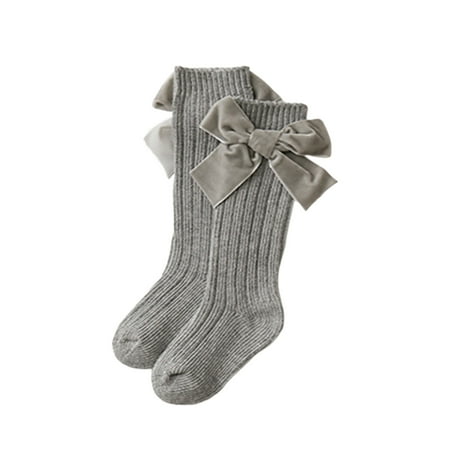 

Yejaeka Baby s Stockings Monochrome Warm Bowknot Embellished Knitted Socks