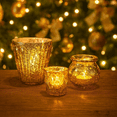 thumbnail image 2 of Koyal Wholesale Glass Gold Mismatched Votive Candle Holder Mega Set of 12 for Wedding & Home Decor, 2 of 5