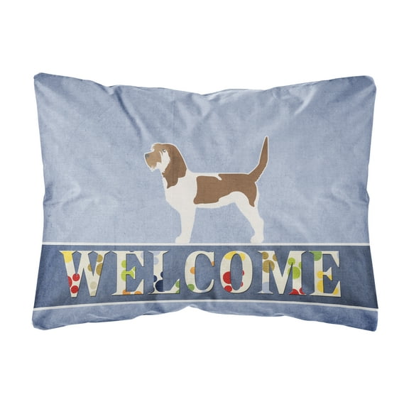 Carolines Treasures BB5494PW1216 Grand Basset Griffon Vendeen Welcome Canvas Fabric Decorative Pillow, 12H x16W,