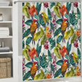 thumbnail image 6 of Orinice  Nature Shower Curtain, Tropical Birds of Paradise and Exotic Flowers Hibiscus Orchid Summertime Retro Art, Cloth Fabric Bathroom Decor Set with Hooks,  60x72, 6 of 7