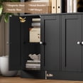 thumbnail image 3 of Hiphuta 71" Tall 4-Tier Bookcase with 10 Open Cubes, 56" Wide Extra Large Display Bookshelf with 4 Doors, for Living Room Home Office, Black, 3 of 7