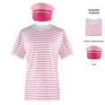 thumbnail image 1 of Barbie camiseta de manga corta a rayas rosa + sombrero disfraz de Halloween Cosplay, 1 of 4