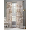 thumbnail image 3 of Brown Coastal Sheer Curtains 108 Inch Length 2 Panels Set, Nautical Coral Starfish Shell Seahorse Ocean Voile Window Treatment Semi Sheer Long Curtains for Bedroom/Living Room/Kitchen 52"x108"x2, 3 of 7
