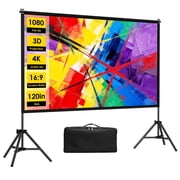 Florascent Projector Screen with Stand, 120" Portable Projection Screen 16:9 4K Anti-wrinkle Movie Screen for Outdoor Indoor Home Theater Backyard