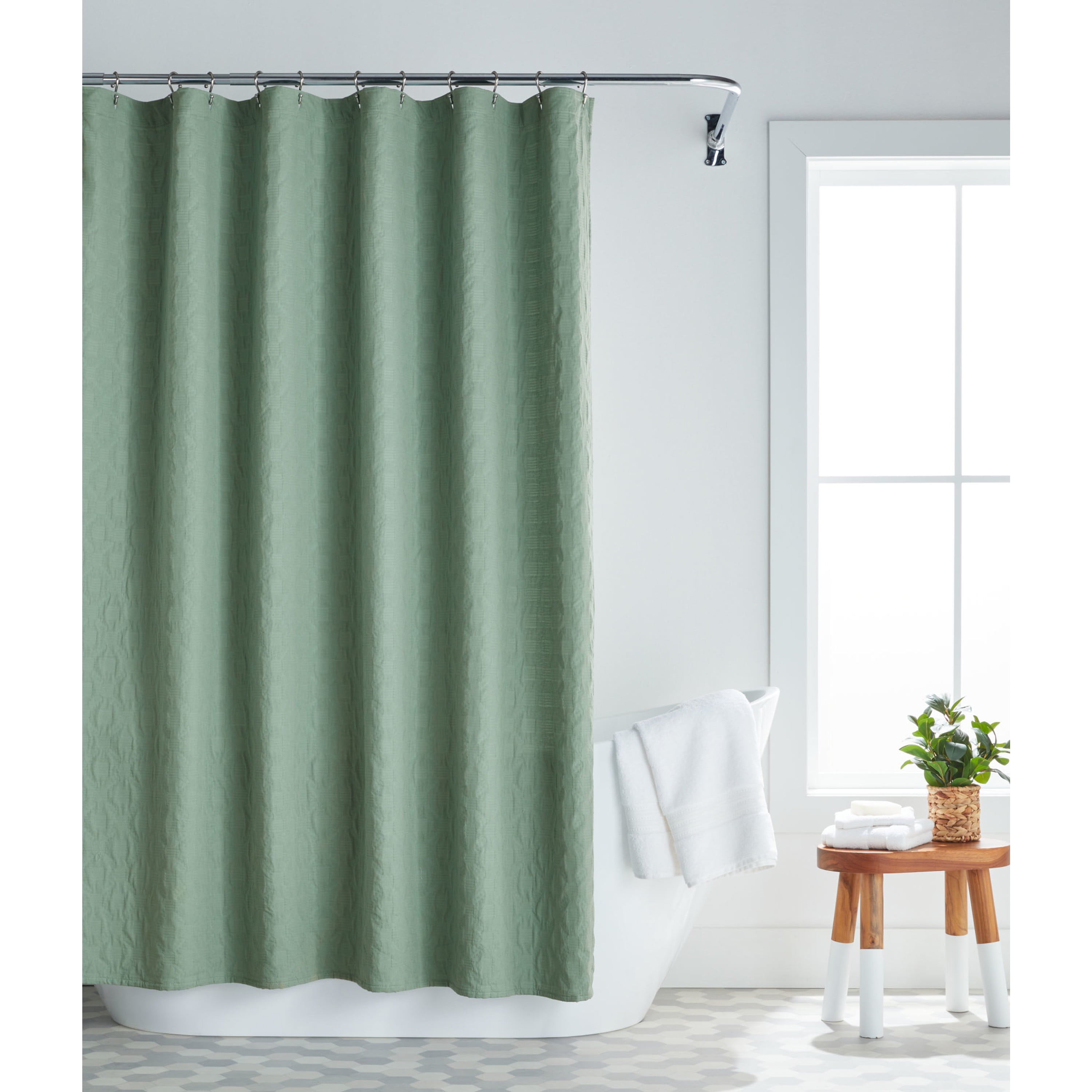 Better Homes & Gardens, Tonal Textured Shower Curtain Green, 72" x72