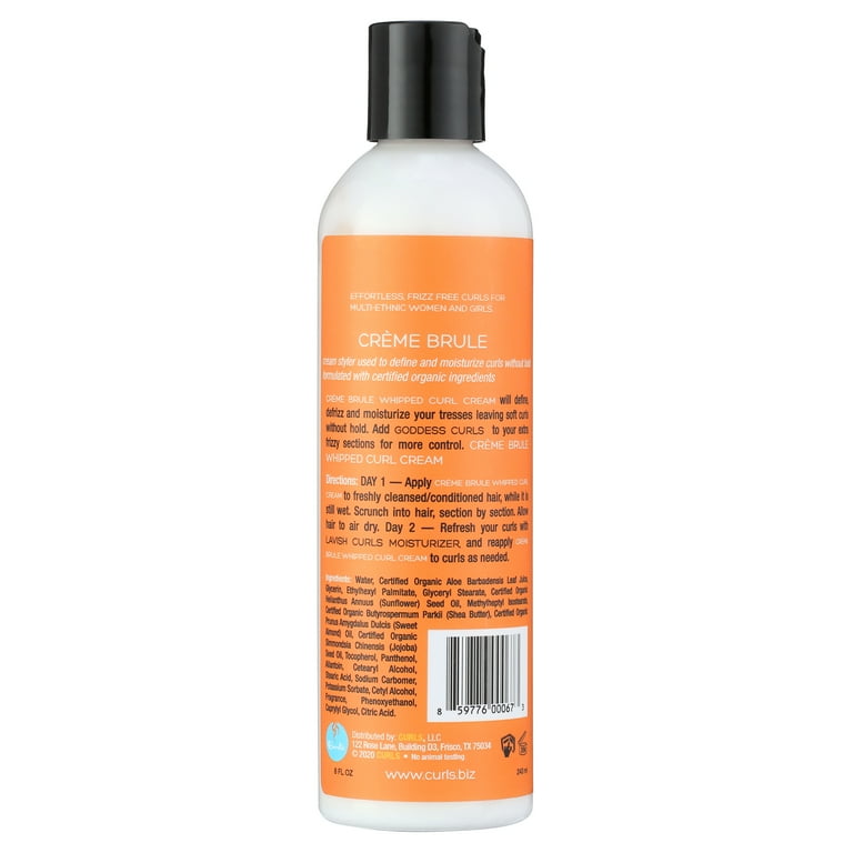 CURLS Creme Moisturizing Frizz Control Brule Hair Styling Cream with Organic Sweet Almond Milk Shea Butter Aloe Leaf Juice 8 fl oz