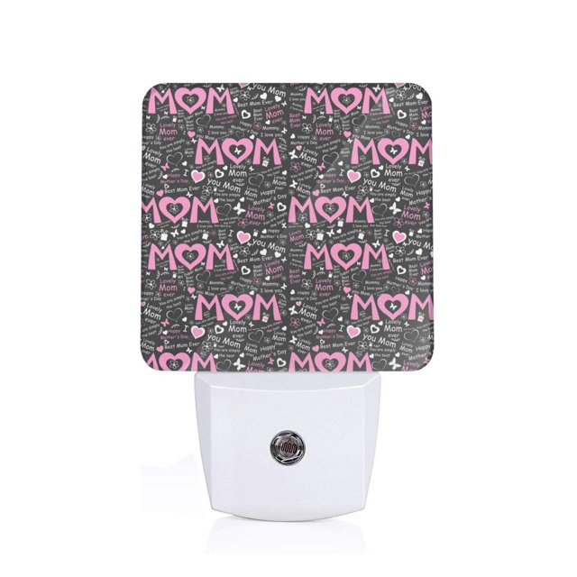Balery Lovely Mom Ever Luz Nocturna LED con Sensor Automático, Enchufe con Sensor Crepuscular, Luz Suave de 0.5W para Dormitorio, Pasillo, Baño-UK