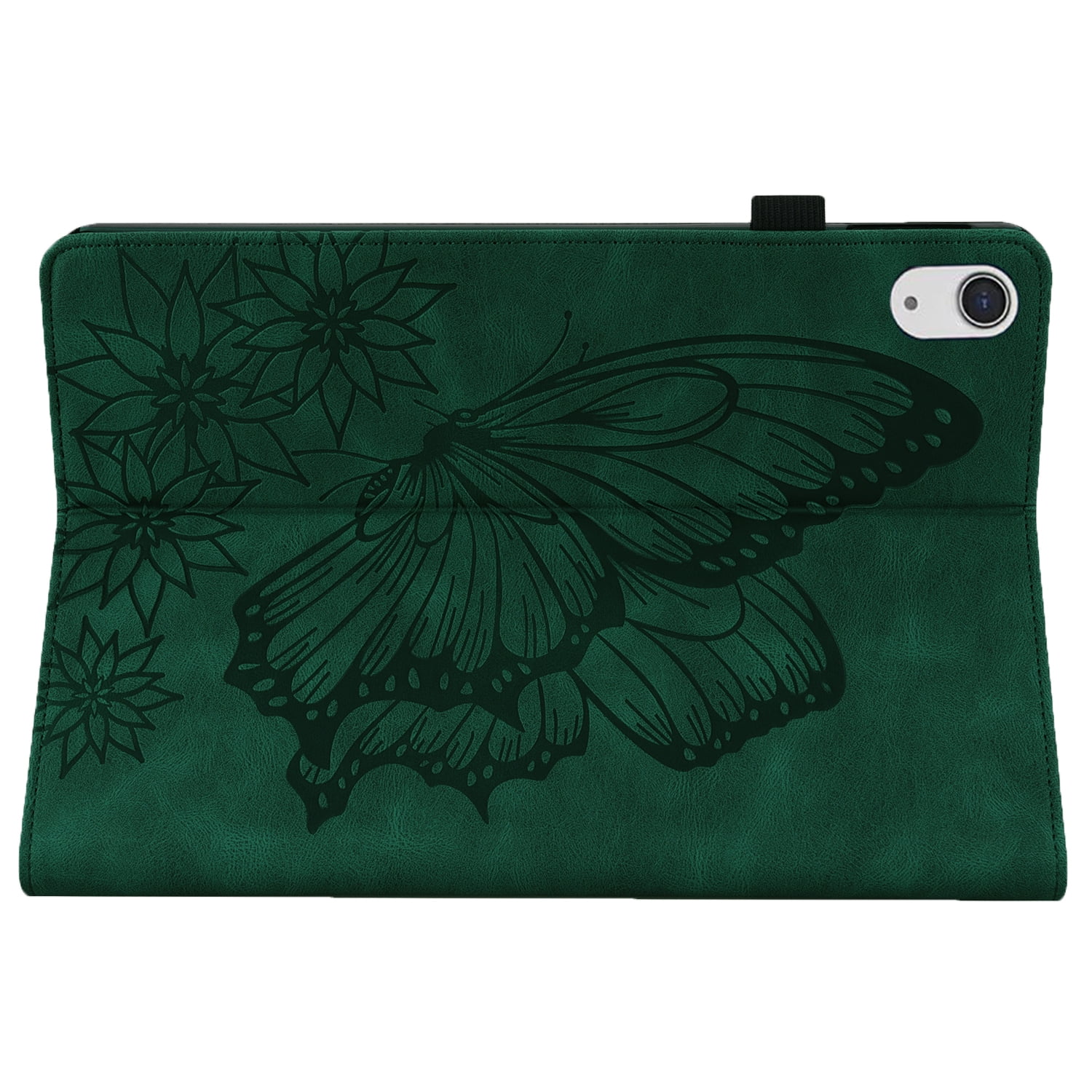 TECH CIRCLE iPad Case for iPad 10th Generation 2022, Slim Folio Stand Butterfly Embossed PU Leather Magnetic Wallet Cover with Pencil Holder & Elastic Strap for iPad 10th Generation 10.9" 2022,Green