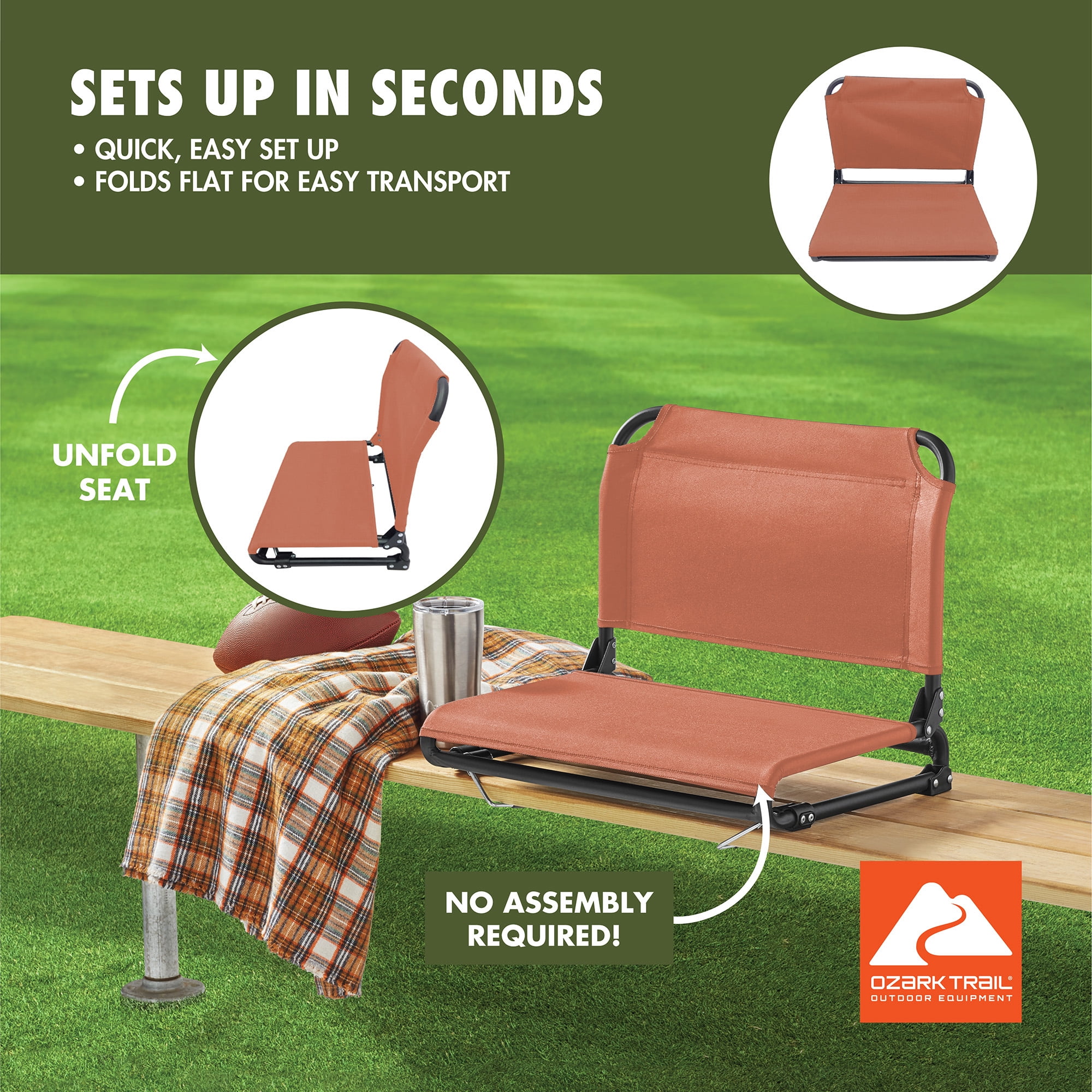 Ozark Trail Stadium Seat, Orange Crush