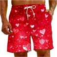 thumbnail image 4 of Penkiiy Men Drawstring Valentine's Day Love Print Beach Casual Trouser Shorts Pant XS Red, 4 of 9