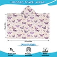 thumbnail image 2 of Beige Butterfly Pattern Hooded Bath Towel，50"x30" for Ages 3 To 12 Kids, Quick Dry Lightweight Soft Microfiber Hood Beach Towel Cover Up for Kids, 2 of 7