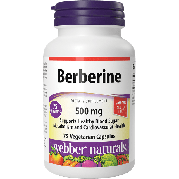 ber Naturals Berberine HCI, 500 mg Per Pill, 75 Vegetarian Capsules