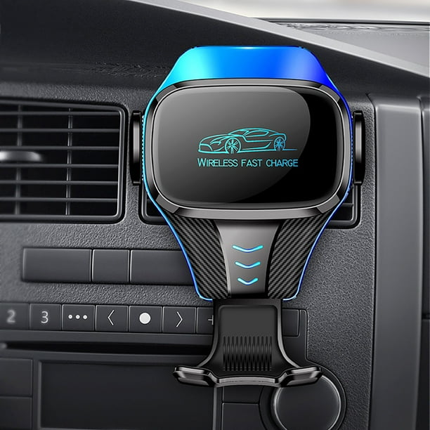 Cargador inalámbrico para coche, 15 W, carga rápida, sujeción automática y soporte para cargador inalámbrico.