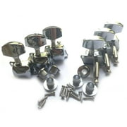 6Pcs Left Guitar String Tuning Pegs Tuners Machine Heads Guitar Parts ( Semi - Closed ) - Silver
