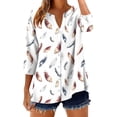 thumbnail image 2 of Edvintorg Womens Tops Trendy Fashion Printed 3/4 Sleeve Button Down V Neck Casual Loose Blouses Shirts Women's Clothes White S, 2 of 6