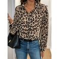 thumbnail image 4 of Women'S Leopard Print Button Down Blouse Cheetah Long Sleeve Lapel Collar V Neck Shirt Tops Leopard Print XL, 4 of 9