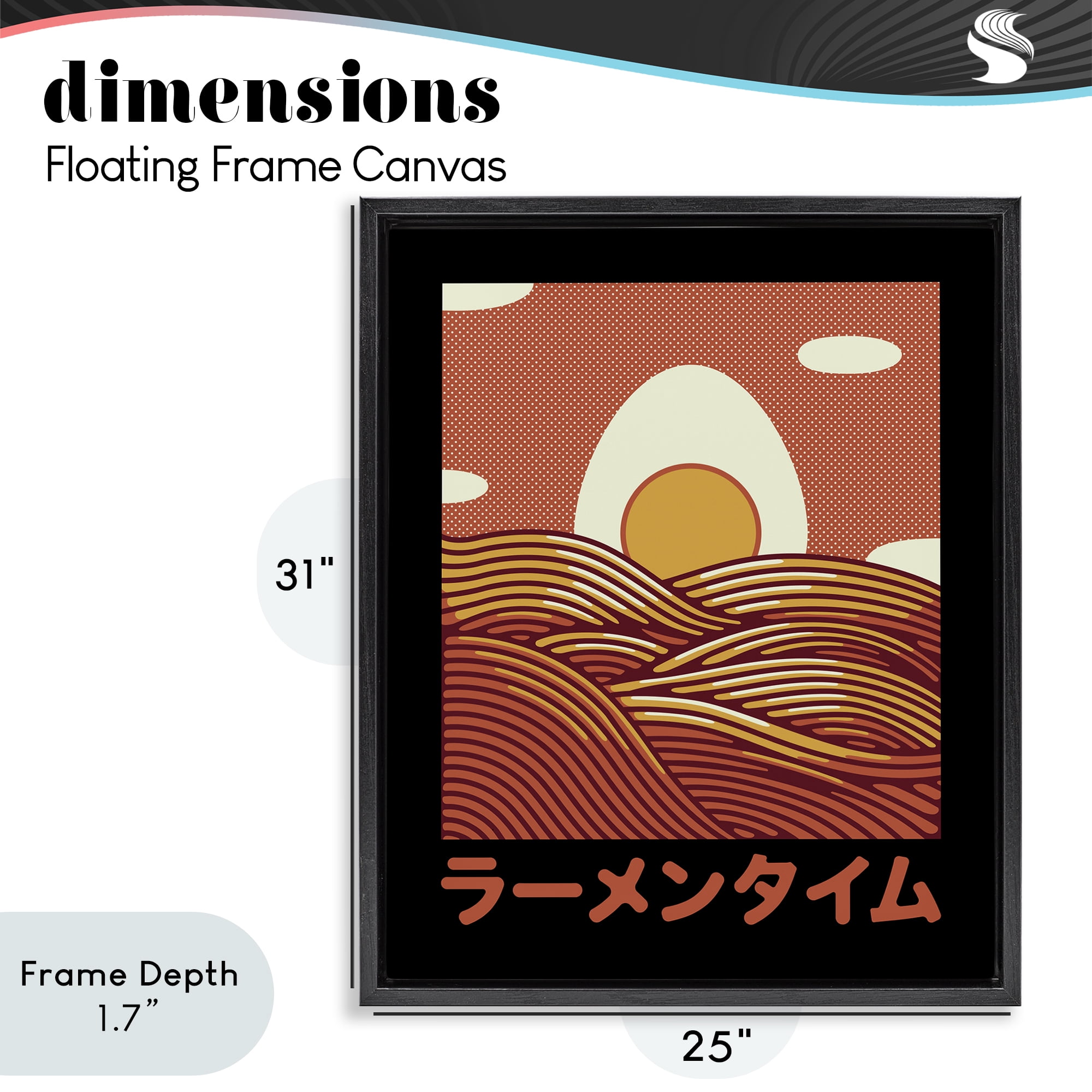 Stupell Industries Minimalist Egg & Ramen Sunset Black Framed Floater Canvas Wall Art, design by Tobe Fonseca