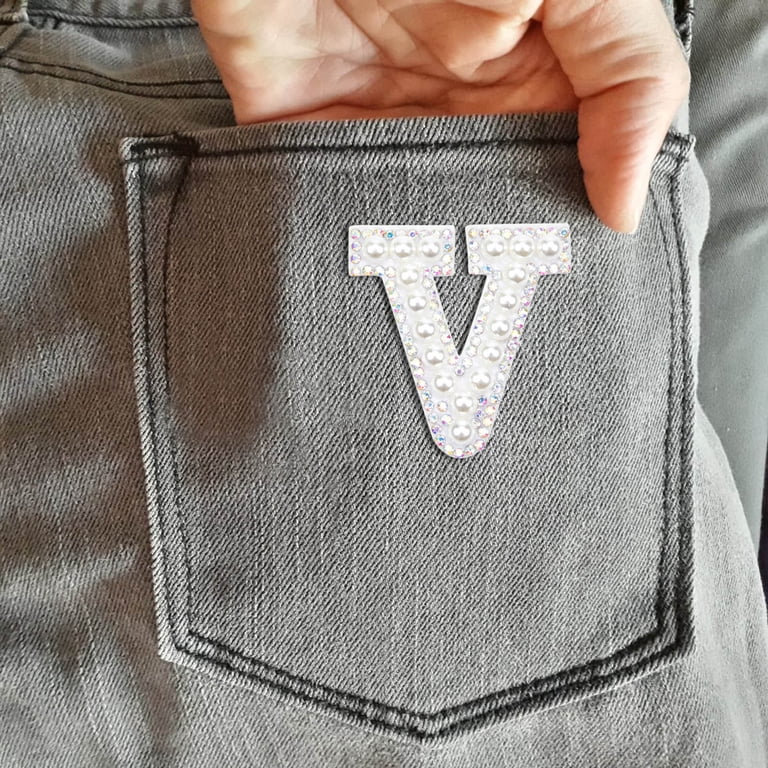 26Pcs Self-Adhesive Pearl Rhinestone Letter Patches A-Z - Glitter Alphabet For Clothes, Bags, DIY Crafts
