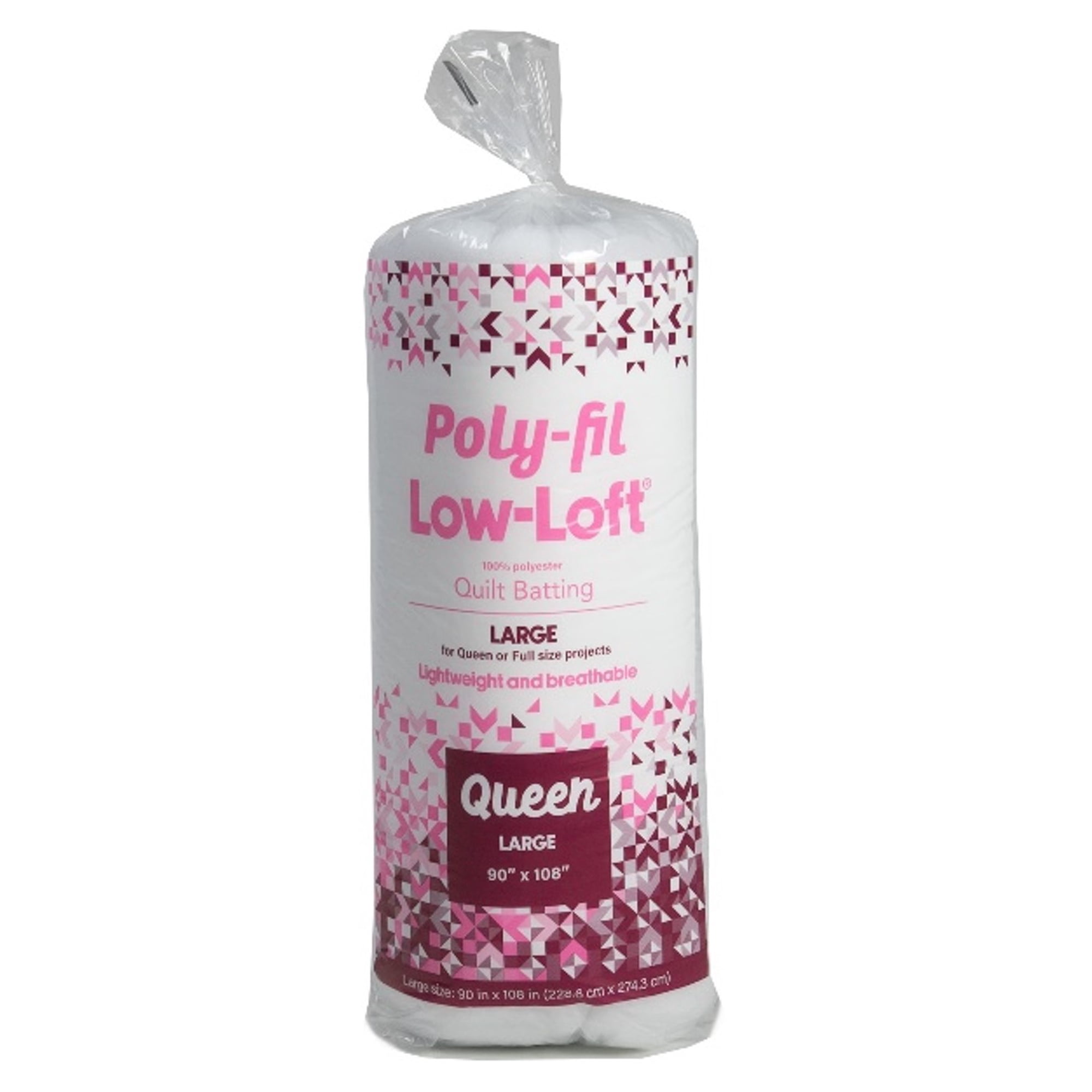 Fairfield Poly-Fil Low Loft Quilt Batting, Premium Polyester Batting for Quilting, Ideal for Queen-Size and Other Small Projects, Quilting Supplies, Large, 90" X 108", Single Pack