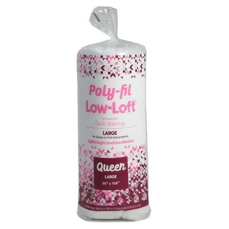 Fairfield Poly-Fil Low Loft Quilt Batting, Premium Polyester Batting for Quilting, Ideal for Queen-Size and Other Small Projects, Quilting Supplies, Large, 90" X 108", Single Pack