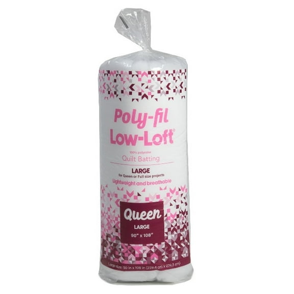 Fairfield Poly-Fil Low Loft Quilt Batting, Premium Polyester Batting for Quilting, Ideal for Queen-Size and Other Small Projects, Quilting Supplies, Large, 90" X 108", Single Pack
